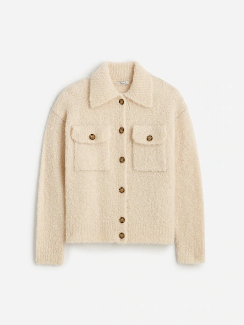 Madewell Cream Bouclé Wool Angora Sweater Jacket
